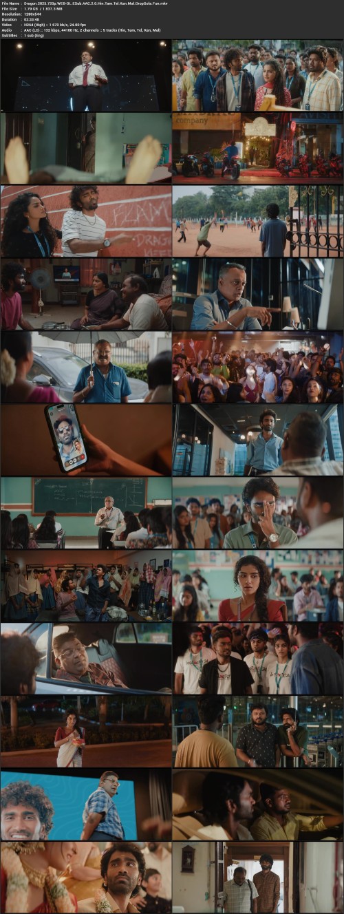 Dragon.2025.720p.WEB DL.ESub.AAC.2.0.Hin.Tam.Tel.Kan.Mal.DropGola.Fun.mkv