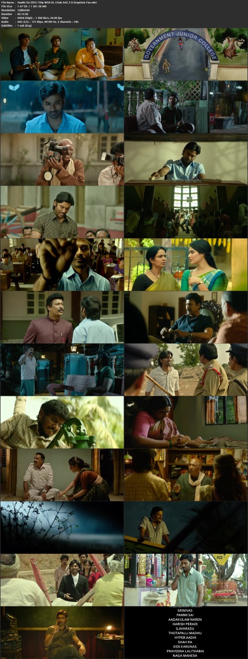 www.DropGola.Fun - Download Dhanush Samyuktha Vaathi {Sir} (2023) Hindi Dub 1080p 720p WEB-DL ESub DD5.1 640kbps
LINKS- https://dropgola.fun/vaathi-sir-2023-hindi-720p-hdrip-esub/
