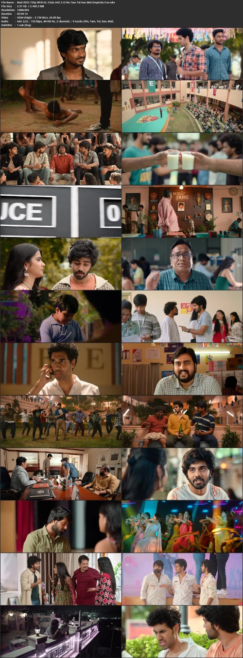 Mad.2023.720p.WEB DL.ESub.AAC.2.0.Hin.Tam.Tel.Kan.Mal.DropGola.Fun.mkv